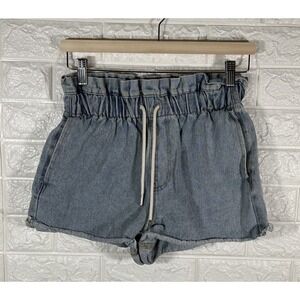RSQ WOMENS JEAN‎ SHORTS SIZE MEDIUM MEDIUM WASH HIGH RISE DRAW STRING